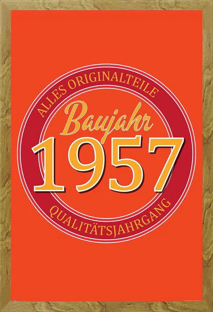Poster 1957 Compleanno Vintage con Cornice Shinsuke Maxi MDF Oak