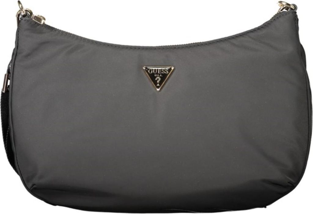 A gray Guess hobo shoulder bag is shown against a white background.