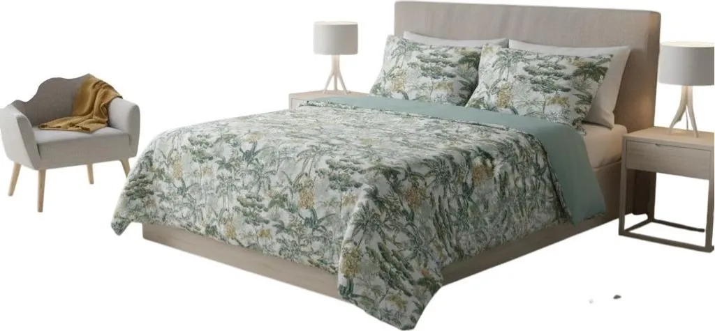 Parure de lit Savane en coton avec housse de couette et taies d'oreiller