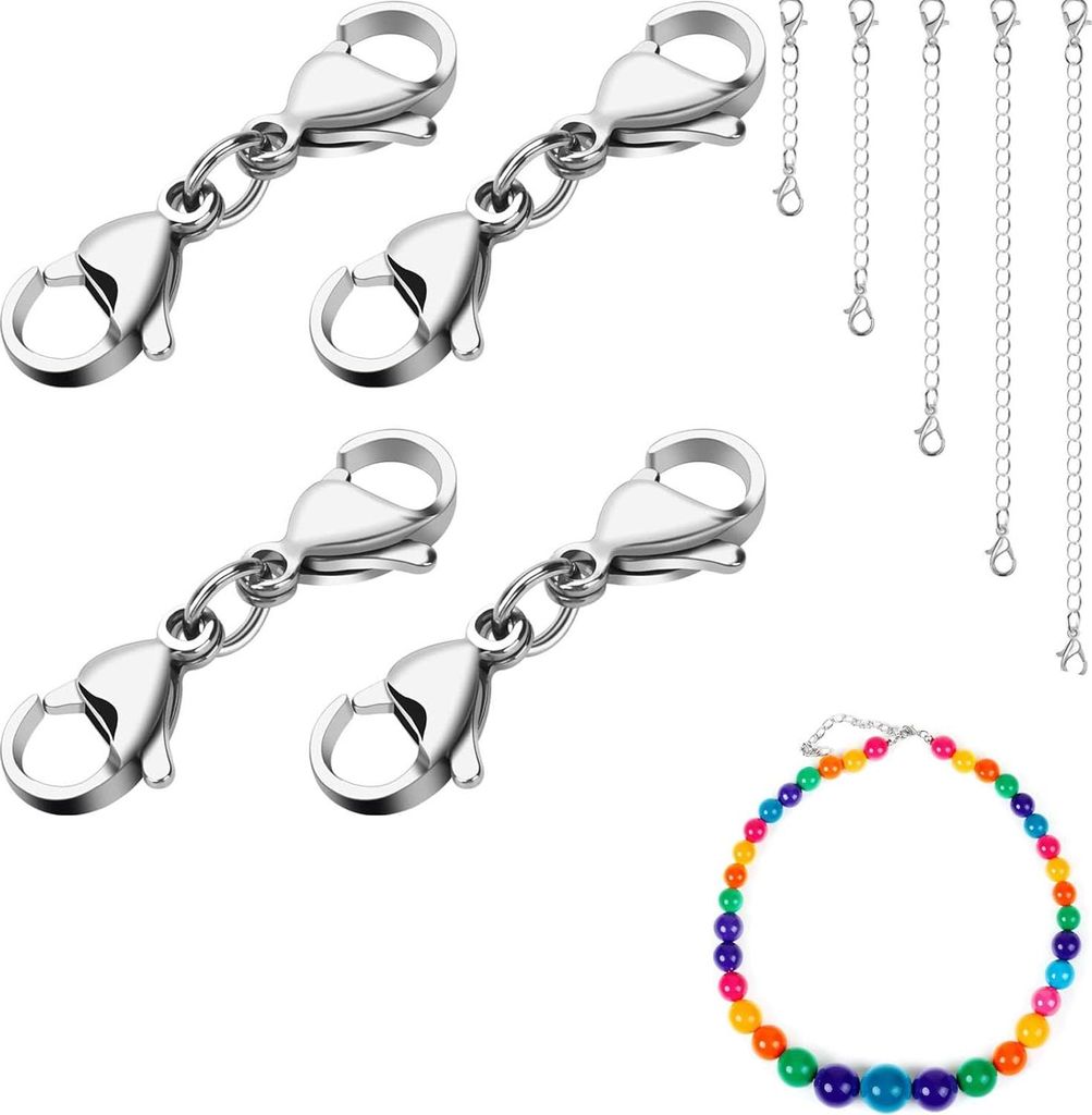 5 Stück Kettenverlängerung Silber Halskette Extender 5cm Produktbild 