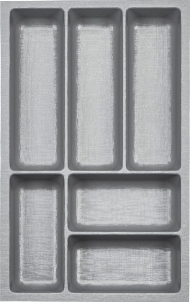 ORGA-BOX III Besteckeinsätze Tiefe 473 mm, Höhe 50,5 mm silbergrau Schubladeneinsätze Breite 291 mm für Schubladen 400 mm Canvas-Struktur