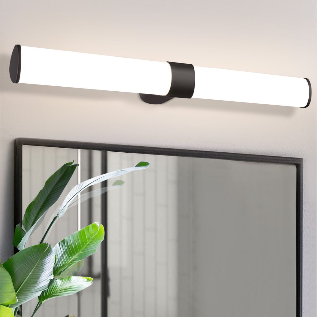 ZMH Spiegelleuchte Bad Led Wandlampe-8W Badezimmer Spiegel Lampe Neutralweiße Lichtfarbe 4000K Schwarz Spiegelschrank Beleuchtung 60cm