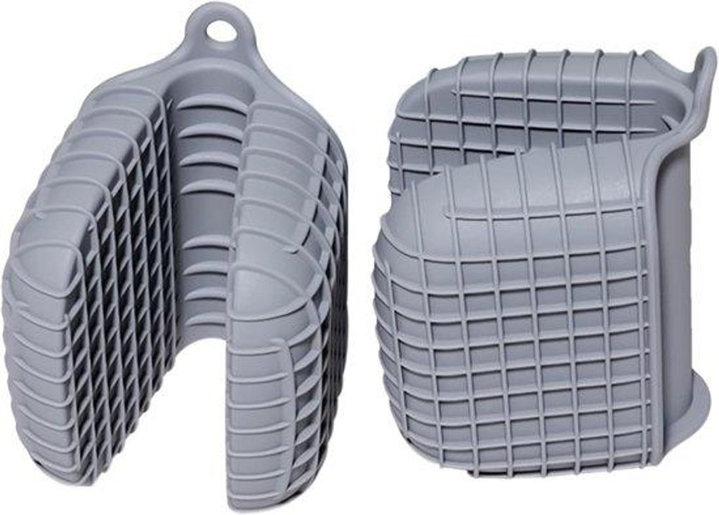 Silikonige Mini Grillzubehör-Set (2 Stücke) - Grau | Hitzebeständig bis 260°C, Anti-Slip & Geschirrspülerbeständig | Für Küche, Grillen & BBQ