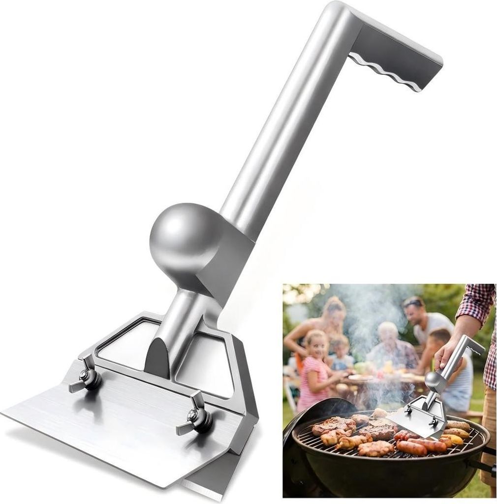 Teppanyaki Spachtel Edelstahl 15 cm Klinge, Grill Schaber mit austauschbarer Klinge, ergonomischer Aluminiumgriff, robust & langlebig, für Pfanne ...