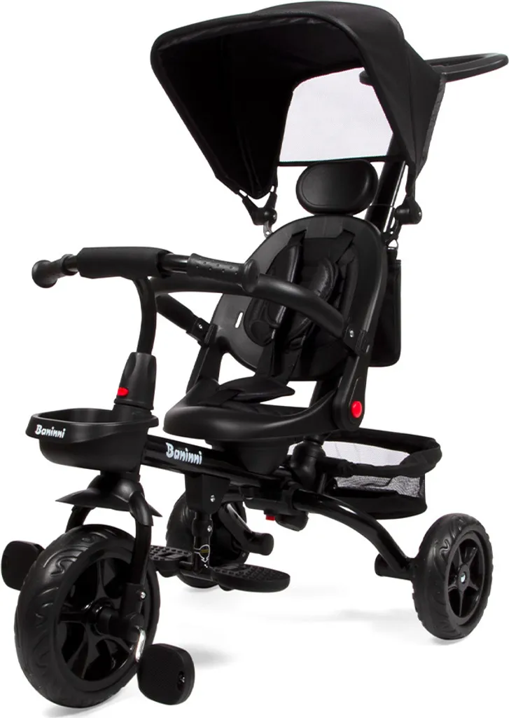 Tricycle Baninni Reina Noir : confort avec dossier et panier de rangement