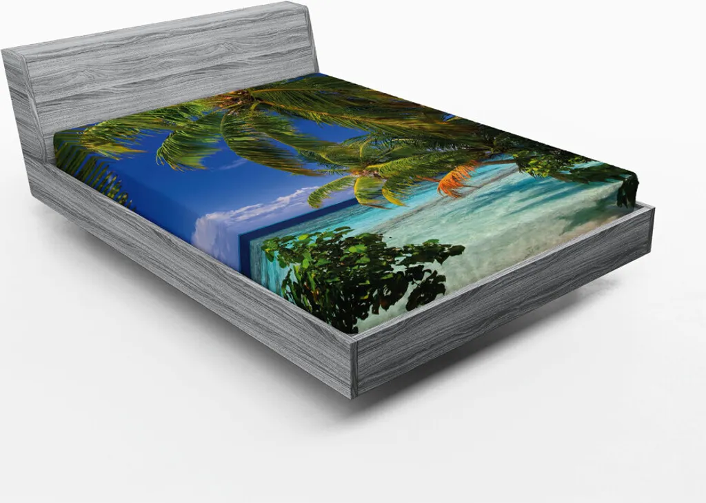 Lenzuolo Design Tropicale 180x200 - Atmosfera Maldive Blue & Green