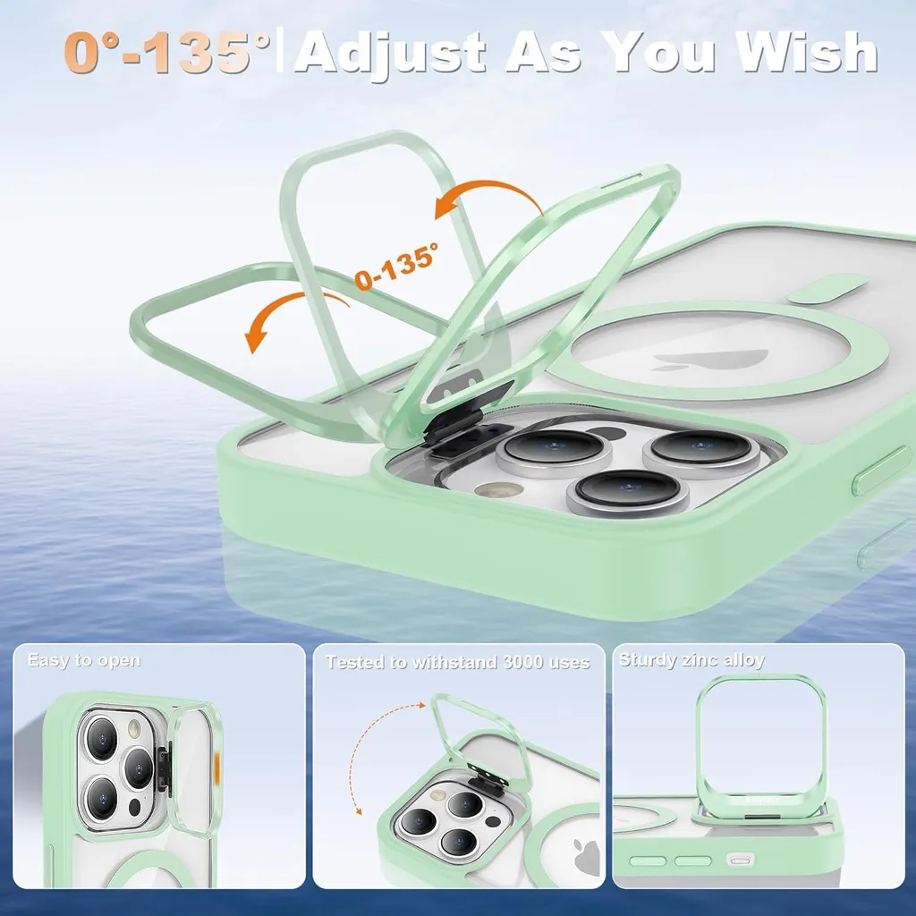 Cover MagSafe iPhone 11 Pro Max Trasparente Verde con Stand - 2
