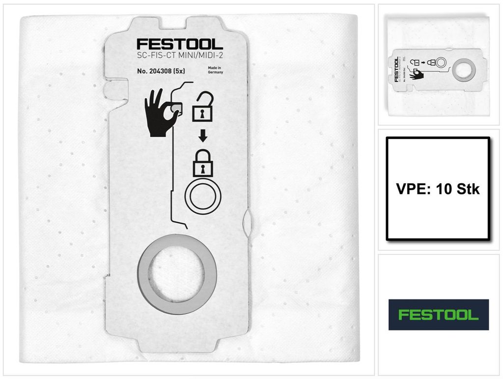 Festool SELFCLEAN Sacchetto filtro SC-FIS-CT MINI/MIDI-2/10 Immagine del prodotto 