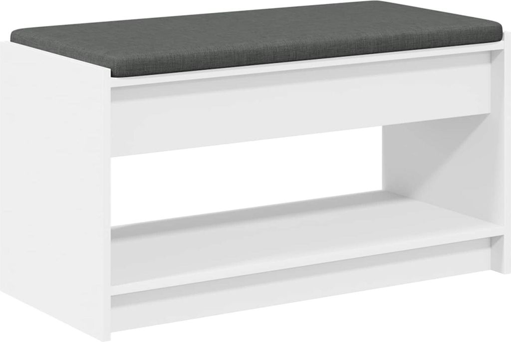 Flurbank mit Kissen mit Regal mit Speicher Weiß 83 x 38 x 45 cm