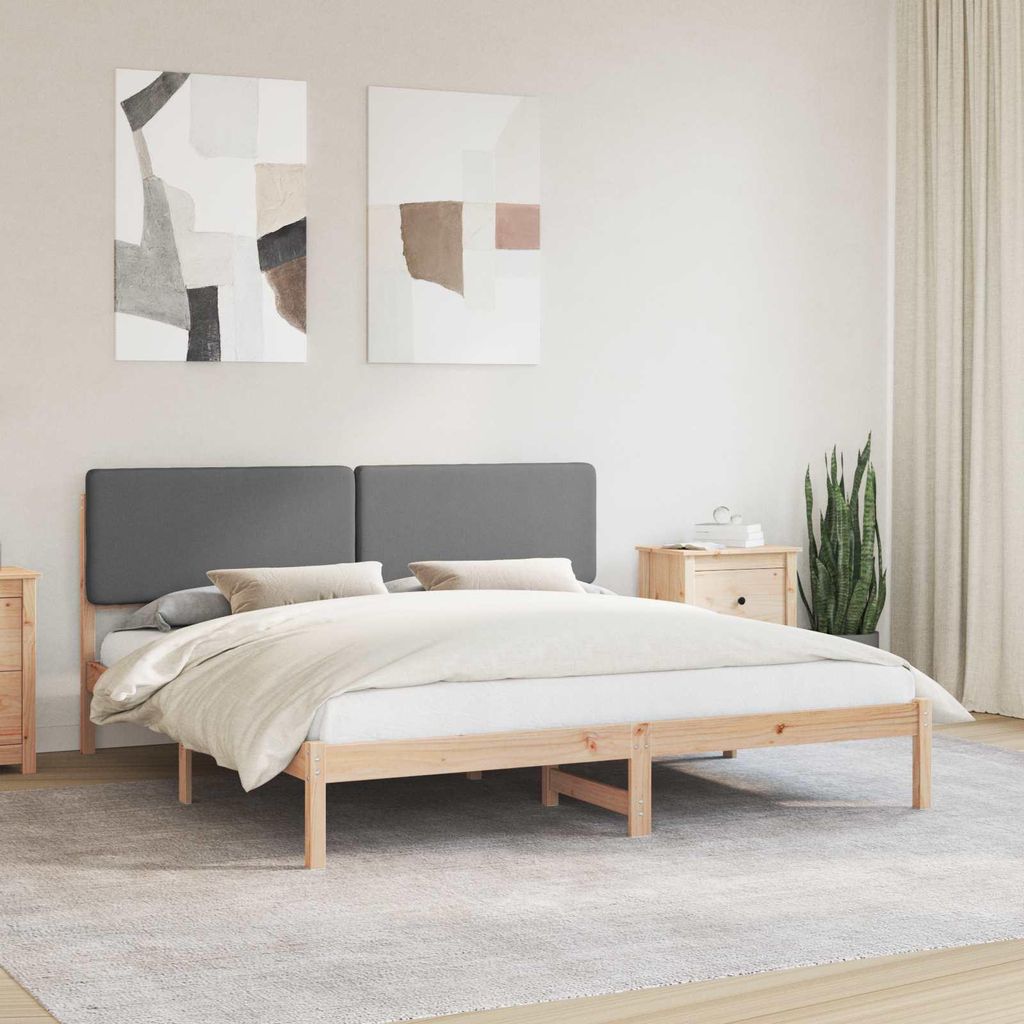 "Schlussverkauf" Doppelbett - Bettgestell 2 PLACES - mit gepolstertem Kopfteil - Dunkelgrau 200x200 cm C4231
