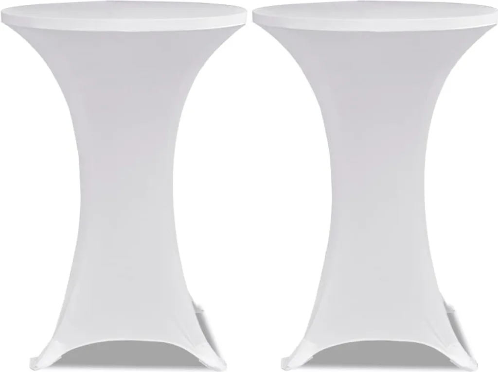 2x Copritavolo Bianco Moderno Ø60cm Elasticizzato per Home Bar