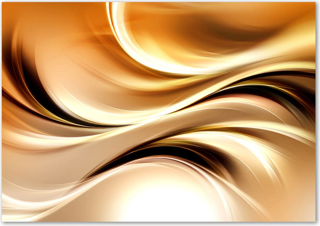 Tulup Leinwandbild - 100x70 cm - Wandkunst - Drucke auf Leinwand - Leinwanddruck - Kunst: modern & klassisch - Gold - Abstrakte Wellen