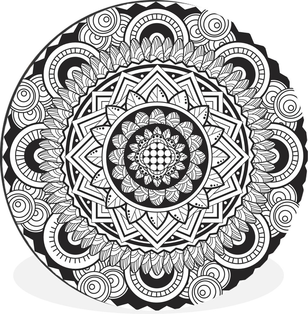 MuchoWow Aluminium Wandkreis Mandala verschnörkelt Ø 60 cm Wanddeko Modern Wohnzimmer - Wand Kreis - Wandbild - Schlafzimmer - Aluminium Bild -...