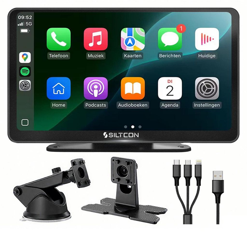 Siltcon® CarPlay Display 7 Zoll – Wireless Apple CarPlay & Produktbild 