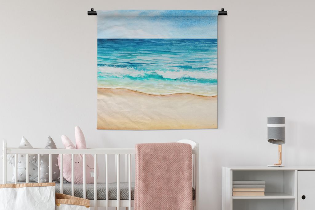 MuchoWow Wandteppich Wandbehang Strand - Meer - Golf 90x90 cm Tapisserie Dekoration Wandtuch - Wandaufhänger