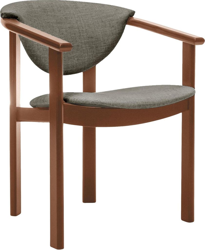 Polsterstuhl mit Armlehnen Kate F1 moderne gepolsterte Stuhl stilvoll Sessel für Esszimmer in Webstoff, Farbe: dunkelbeige - inari 26, Beinefarbe:...