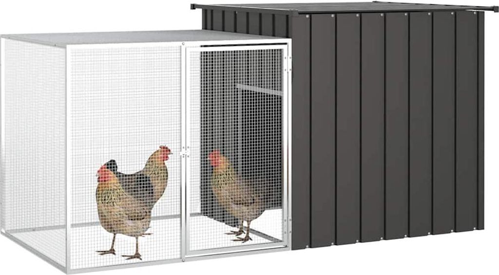 vidaXL Hühnerkäfig Anthrazit 200x91x100 cm Verzinkter Stahl