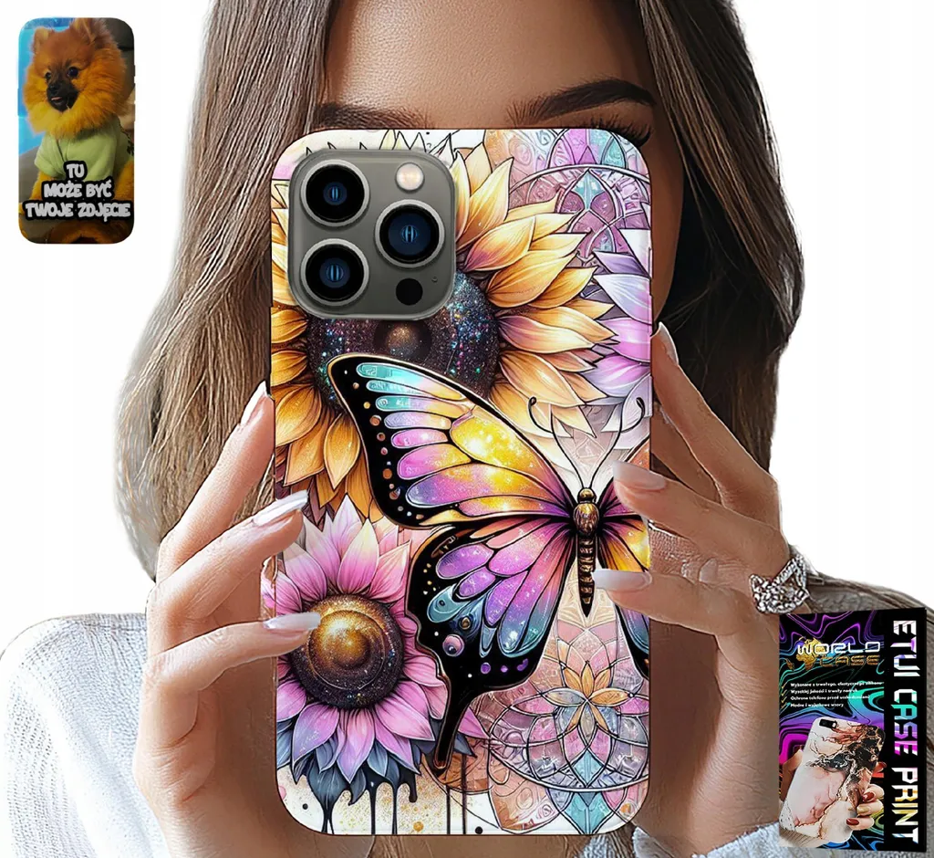 Custodia Per Iphone 13 Pro - Girasole Con Farfalla, Custodia + Pellicola