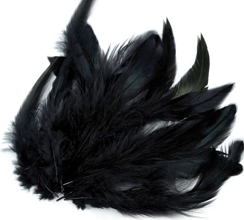 20 Hühnerfedern 6-15cm Federn Bastelfedern Schmuckfedern Dekofedern Farbwahl, Farbe:schwarz