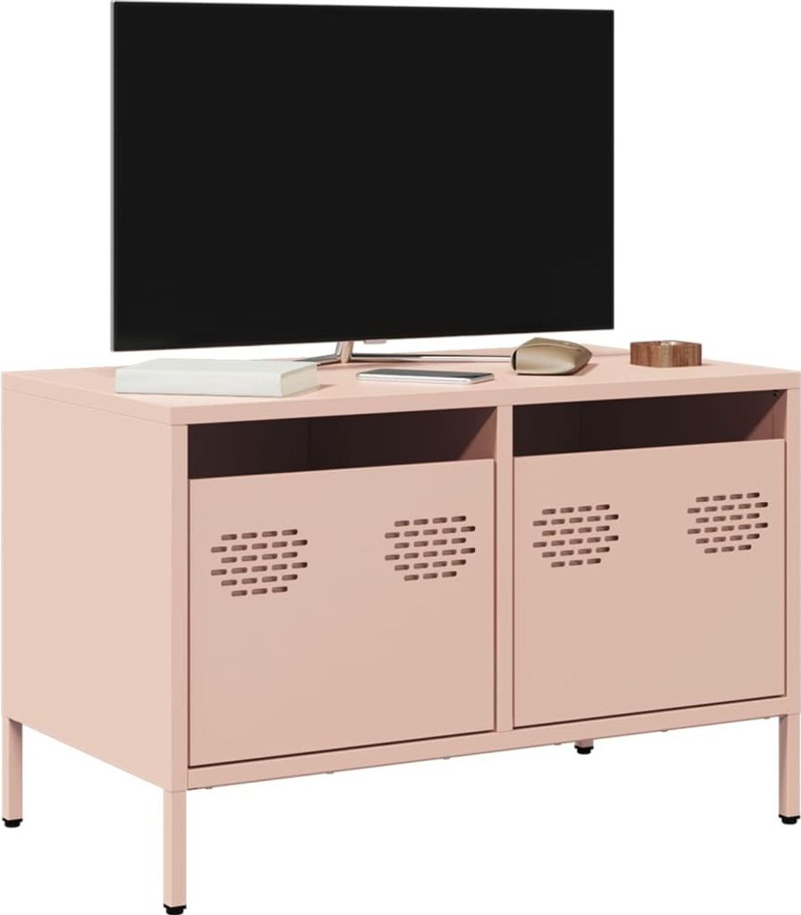Design TV-Schrank Rosa 68x39x43,5 cm Kaltgewalzter Stahl, TV-Schränke 2024 Neu
