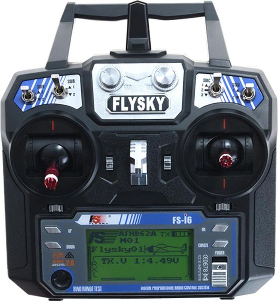 FlySky FS-i6-M2 2,4GHz 6-Kanal-Sender mit iBus-Schnittstelle für RC Heli Glider Quadcopter DIY-Drohne, Rechtshänder