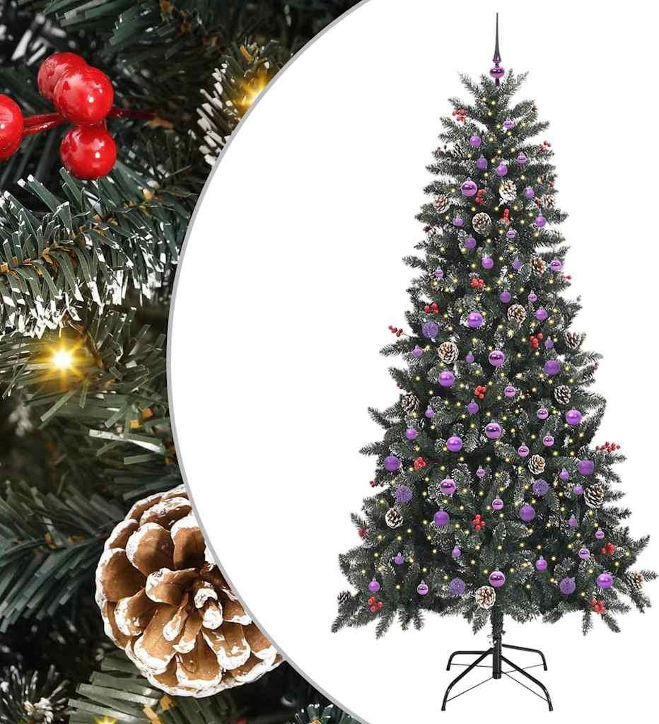 vidaXL Künstlicher Weihnachtsbaum Grün 240 cm PVC, Plastik und Stahl