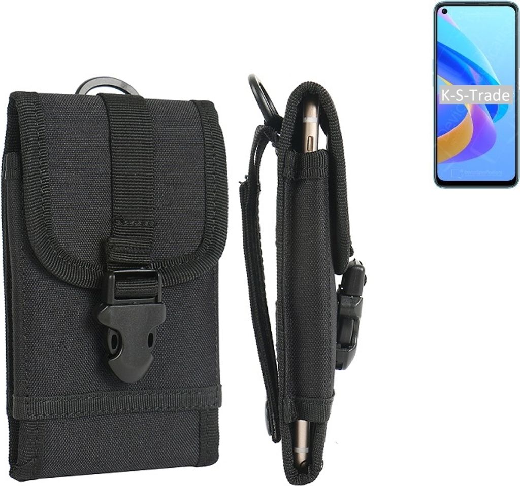 K-S-Trade Holster Handy Hülle kompatibel mit Oppo A36 Holster Handytasche Gürtel Tasche Schutz Hülle Robust Outdoor schwarz