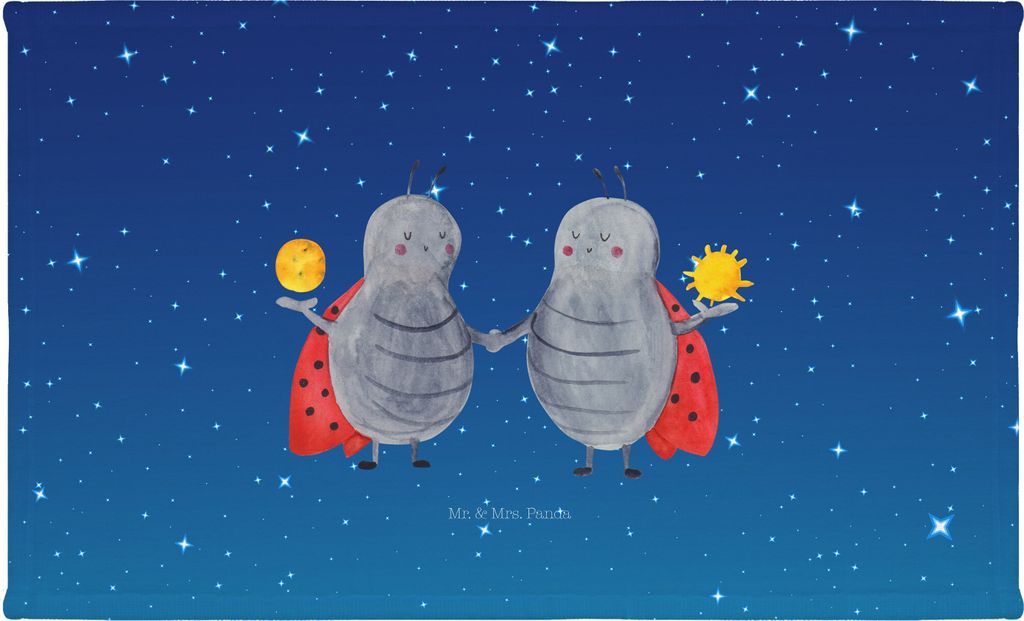 Mr. & Mrs. Panda Handtuch Sternzeichen Zwilling - Sternenhimmel Blau - Geschenk, Geburtstag Mai, Zwillingsschwester, Flauschtuch, gesichtstuch, 50x...