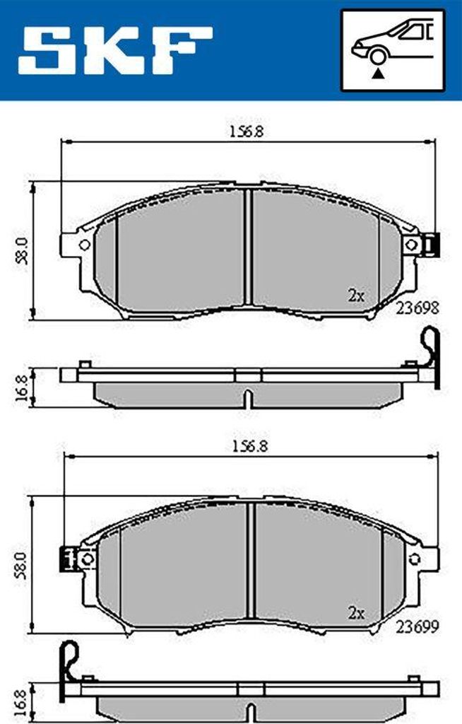 SKF VKBP80166A Bremsbelagsatz, Scheibenbremse OE 41060AR090 kompatibel mit 370 Z, Murano, NP300, Pathfinder, Qashqai, Kadjar, Koleos