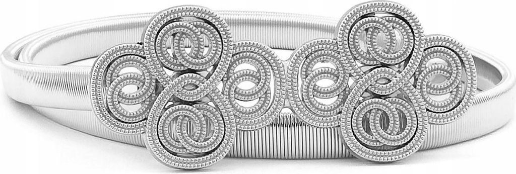 Damengürtel, elastisch, dekorativ, Federgürtel, Metallgürtel, silber