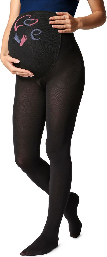 Be Mammy Umstandsstrumpfhose 150 DEN BE-1122 (Schwarz Muster-003, M) .