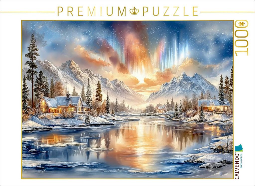CALVENDO Puzzle Polarlichter über der kanadischen Wildnis | 1000 Teile Lege-Größe 64x48cm Foto-Puzzle für glückliche Stunden