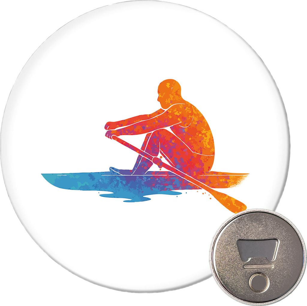 Huuraa Magnet Rudern bunte Silhouette 59mm Kühlschrankmagnet rund Flaschenöffner Geschenkidee