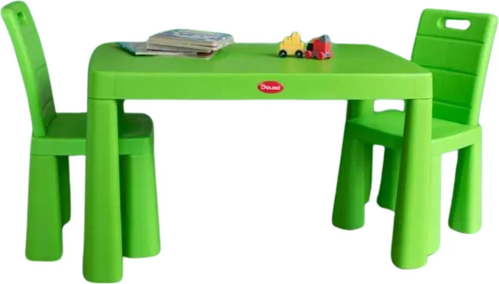 Doloni Ensemble de repas pour enfants Vert - Table et chaises robustes - 9