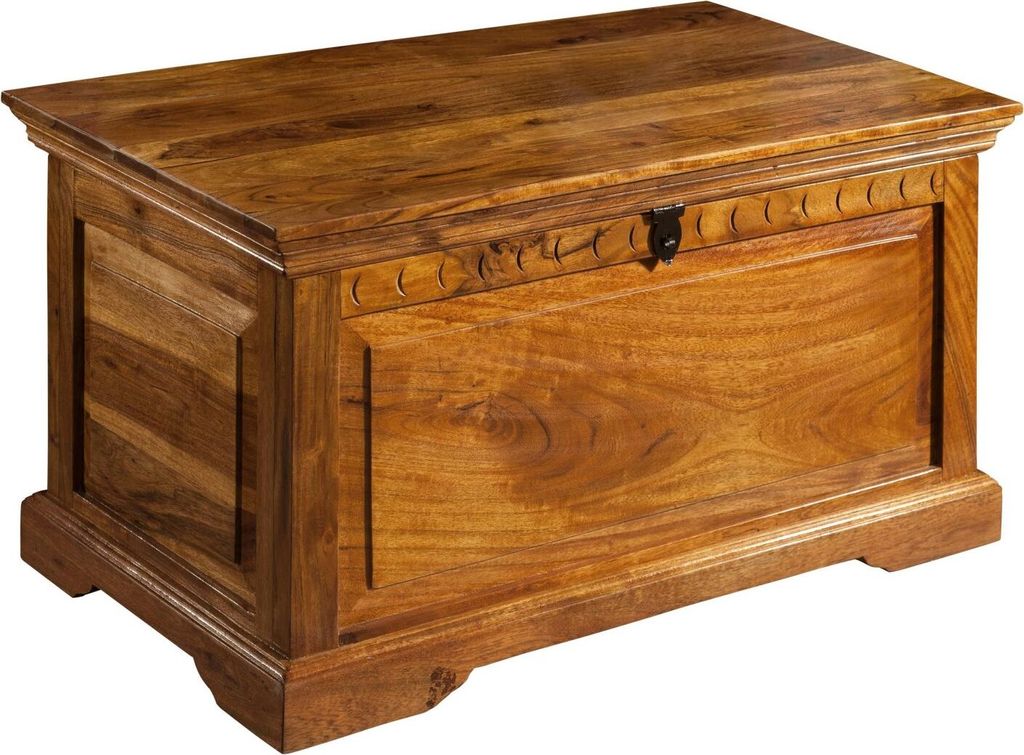 MASSIVMOEBEL24 | Coffre 90x50 Acacia laqué Miel OXFORD Image du produit 