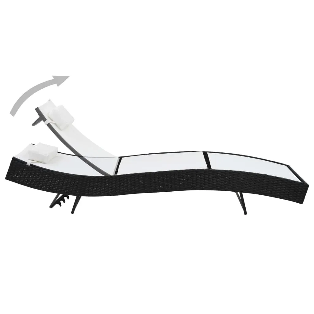 Transat de Jardin Noir vidaXL Idéal pour Piscine et Terrasse - Confort Premium