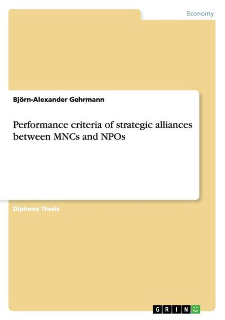 Performance criteria of strategic alliances between MNCs and NPOs