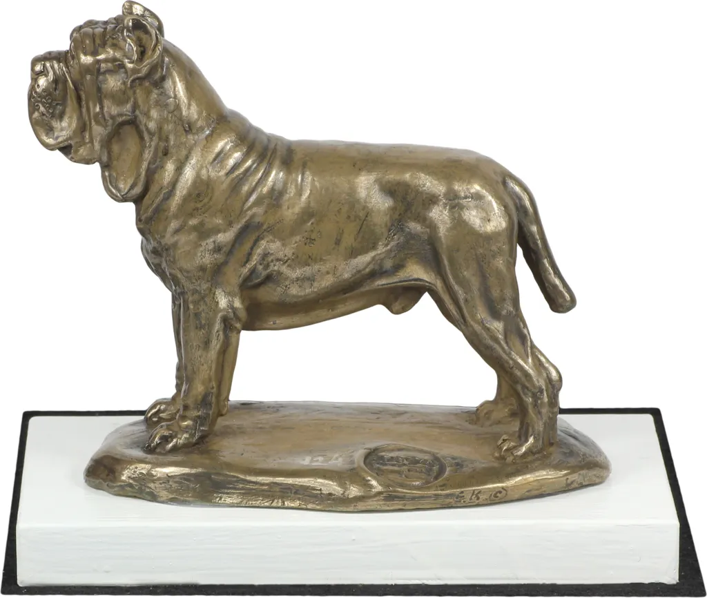 Trophée Mastiff Napolitain de Luxe - Statue sur Socle Blanc Finition Art