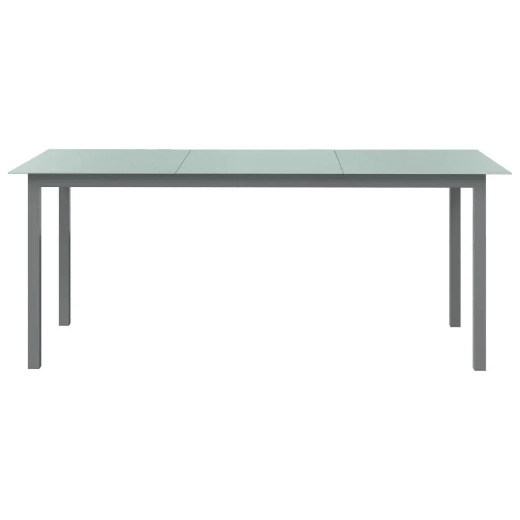 Table d'Extérieur 190 cm Design Aluminium Gris et Plateau de Verre