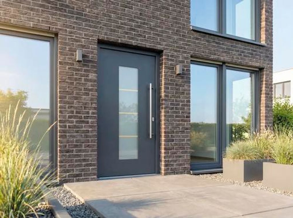 ARON Haustür Basic 3141 Aluminium-Kunststoff-Verbund RAL 7016 anthrazitgrau 1100x2100 mm einseitig flügelüberdeckend DIN
