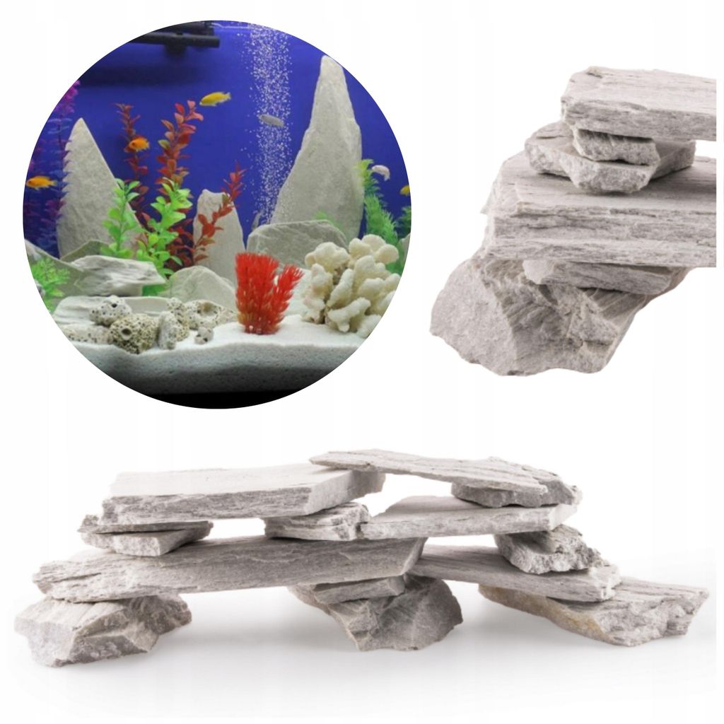 Pierres décoratives pour aquarium, ardoise blanche, 10 kg Image du produit 