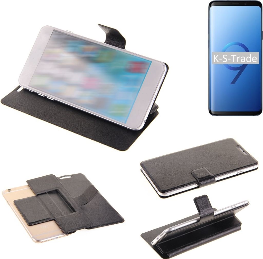 K-S-Trade Schutzhülle kompatibel mit Samsung Galaxy S9+ Duos Schutzhülle Flip Cover Klapphülle Wallet Case Slim Handyhülle bookstyle schwarz
