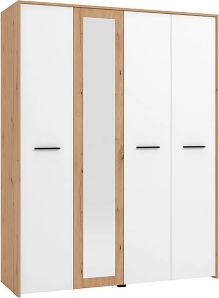 Monvalle Garde-robe Grande 158x204 cm Blanc Mat avec Porte-manteaux