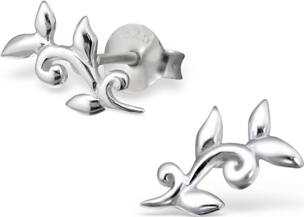 Silber Ohrstecker Blumen Blätterranke