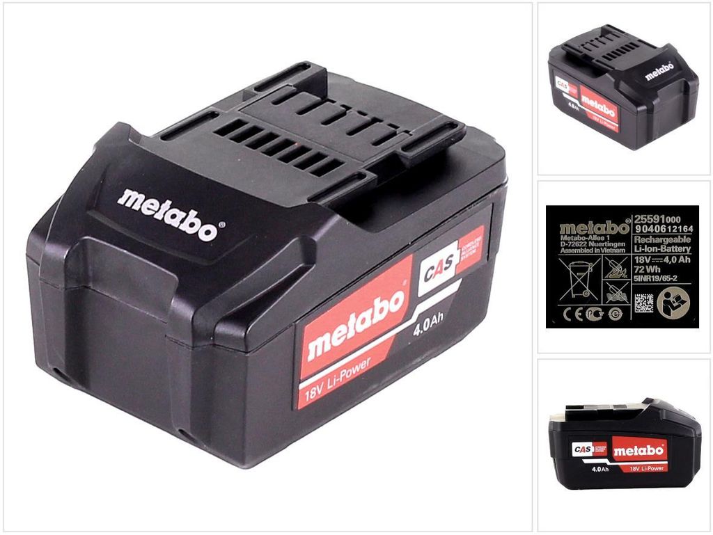 Metabo Li-Power Batterie 18V 4,0 Ah ( 625591000 ) Image du produit 