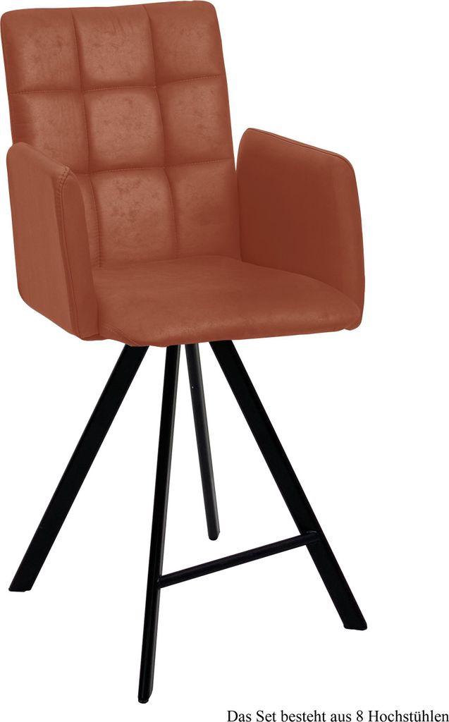 Thekenstuhl (8er-Set) Delcine 52x108x60 Schwarz/Cognac