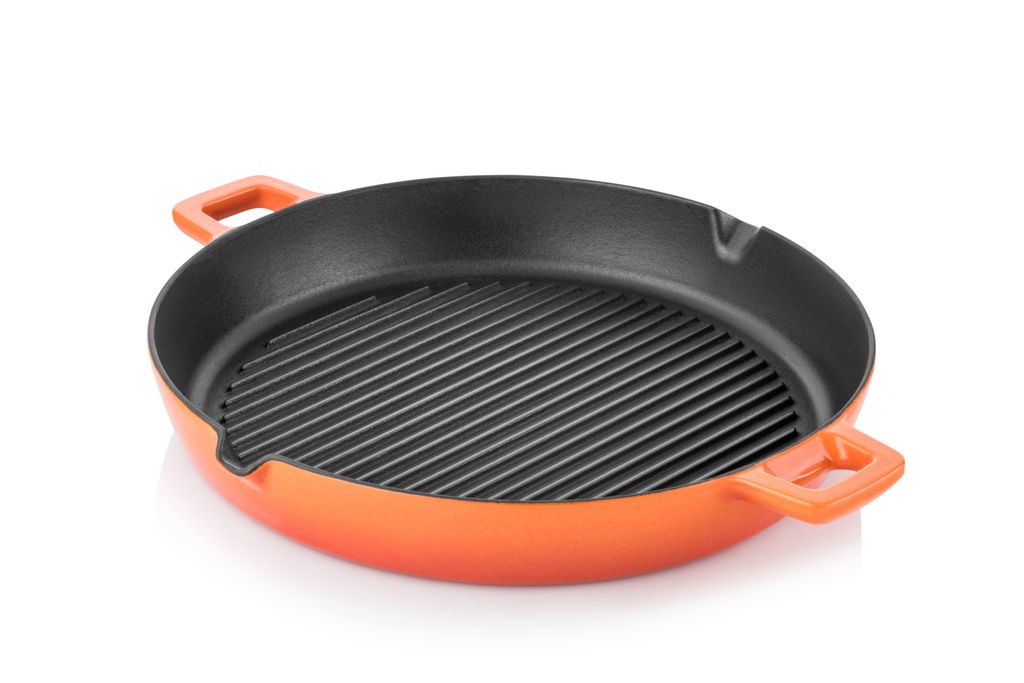 Silver grill pan - 30 cm - 2.5 liter - Gusseisen - 4 Schichten Emaille-Beschichtung