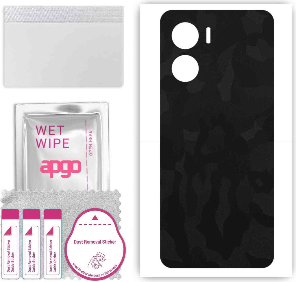 apgo Rückseite Schutzfolie, Skin, kompatibel mit Vivo IQOO Z7i, Hinten Displayschutzfolie aus Vinylfolie, kratzfest, einfache Montage - Schwarzes ...