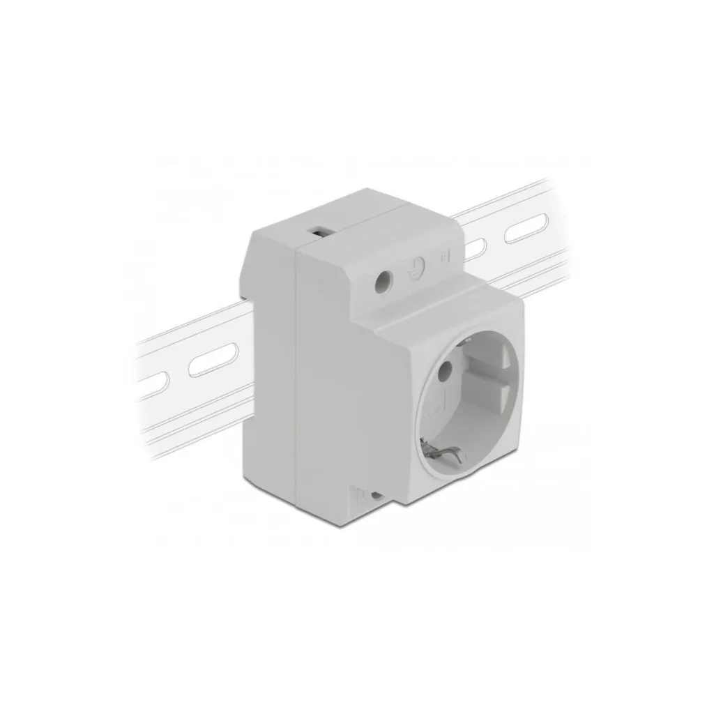 Prise de courant pour tableau électrique Delock rail DIN Type F grise