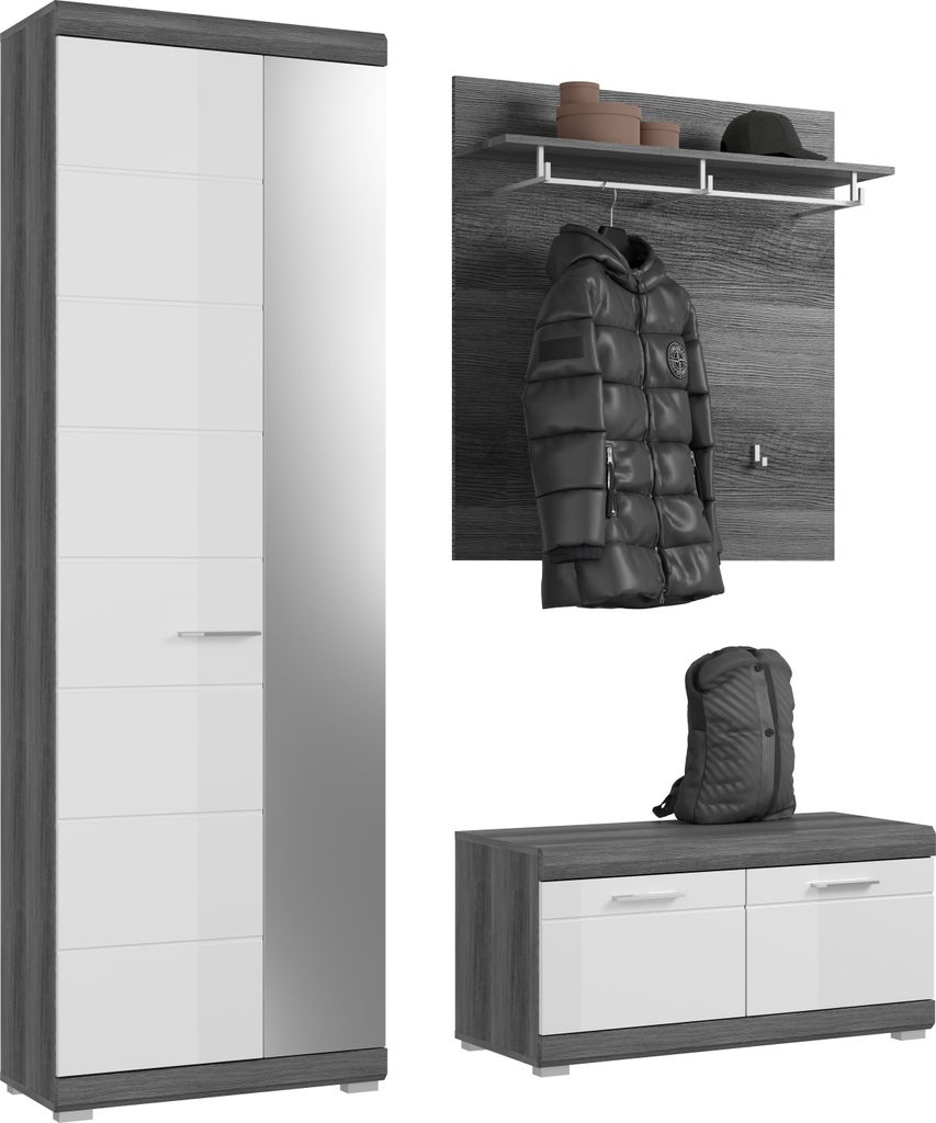 Garderobe Set Flurmöbel Garderobenset Flurausstattung Dielenmöbel "Sandusky II"